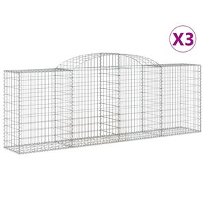 vidaXL 3 db &iacute;ves horganyzott vas gabion kos&aacute;r 300 x 50 x 100/120 cm