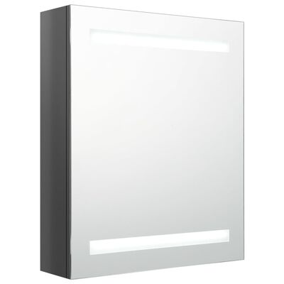 vidaXL fényes szürke LED-es tükrös fürdőszobaszekrény 50 x 14 x 60 cm