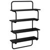 vidaXL 4-Tier Fali Polc Fekete T&ouml;lgy 80 x 24,5 x 104 cm Szerelt Fa