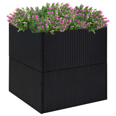 vidaXL fekete polyrattan kerti ültetőláda 80x80x80 cm