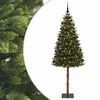 vidaXL Műfenyő g&ouml;mb&ouml;kkel 180 cm 300 LED Meleg feh&eacute;r PVC &eacute;s f&eacute;m Z&ouml;ld