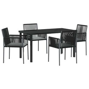 vidaXL Kert &eacute;tkező szett 5 db Fekete PE Rattan