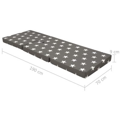 vidaXL három részben összehajtható szürke matrac 190 x 70 x 9 cm