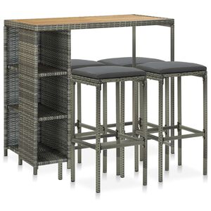 vidaXL 5 darabos sz&uuml;rke polyrattan kerti b&aacute;rszett p&aacute;rn&aacute;kkal