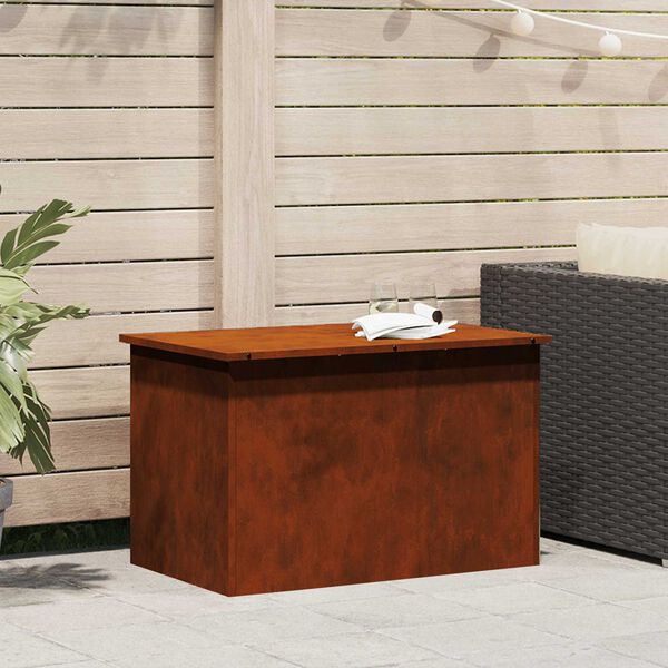 vidaXL K&uuml;lt&eacute;ri T&aacute;rol&oacute; Doboz Rozsd&aacute;s 80 x 50,5 x 50 cm Ac&eacute;l