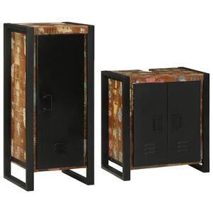 vidaXL F&uuml;rdőszoba b&uacute;tor szett 2 pcs Szil&aacute;rd &uacute;jrahasznos&iacute;tott fa