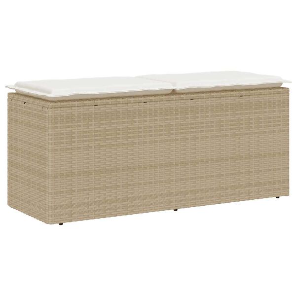 vidaXL bézs polyrattan kerti pad párnával 110x40x44 cm