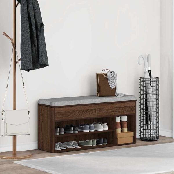 vidaXL barna t&ouml;lgy sz&iacute;nű szerelt fa cipőt&aacute;rol&oacute; pad 102x30,5x45 cm