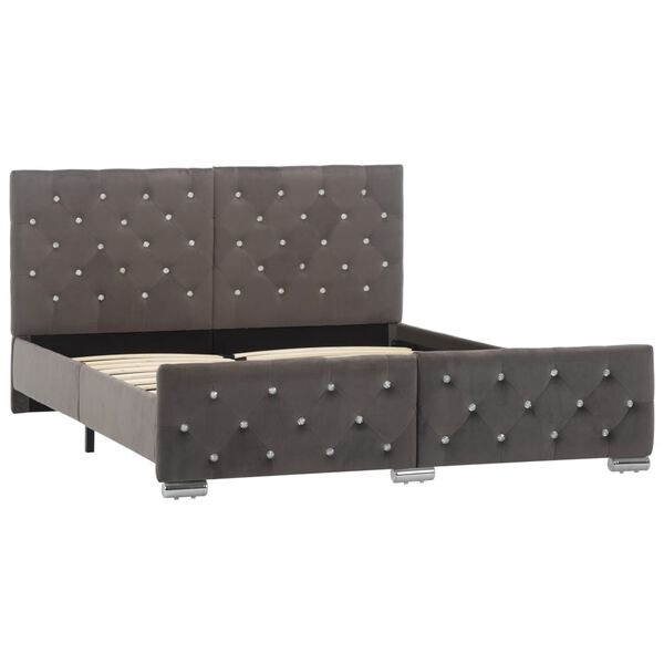 vidaXL szürke bársony ágykeret 140 x 200 cm