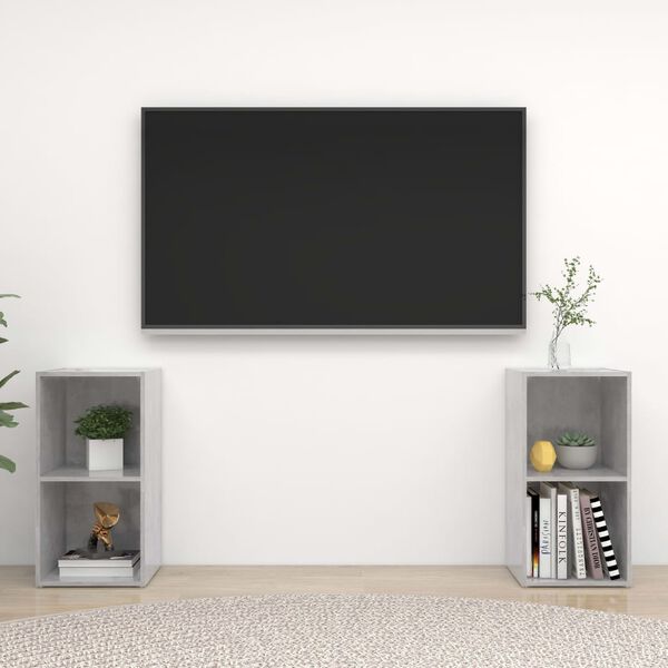 vidaXL 2 db betonsz&uuml;rke szerelt fa TV-szekr&eacute;ny 72 x 35 x 36,5 cm