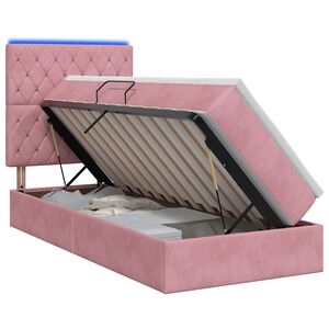 vidaXL LED t&aacute;rol&oacute;s &aacute;gy matraccal R&oacute;zsasz&iacute;n 100 x 200 cm B&aacute;rsony
