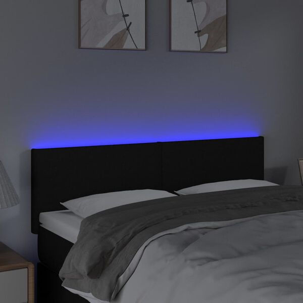 vidaXL fekete sz&ouml;vet LED-es fejt&aacute;mla 144x5x78/88 cm