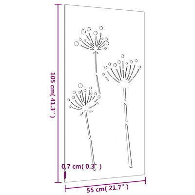vidaXL virágmintás corten acél kerti faldísz 105 x 55 cm