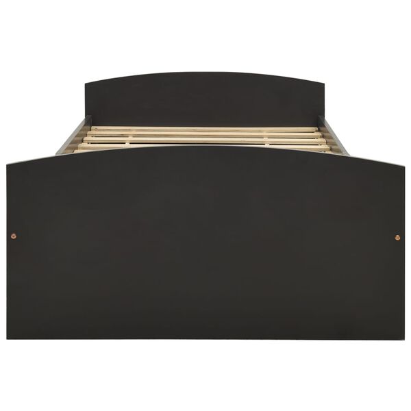 vidaXL szürke tömör fenyőfa ágykeret 2 fiókkal 90 x 200 cm