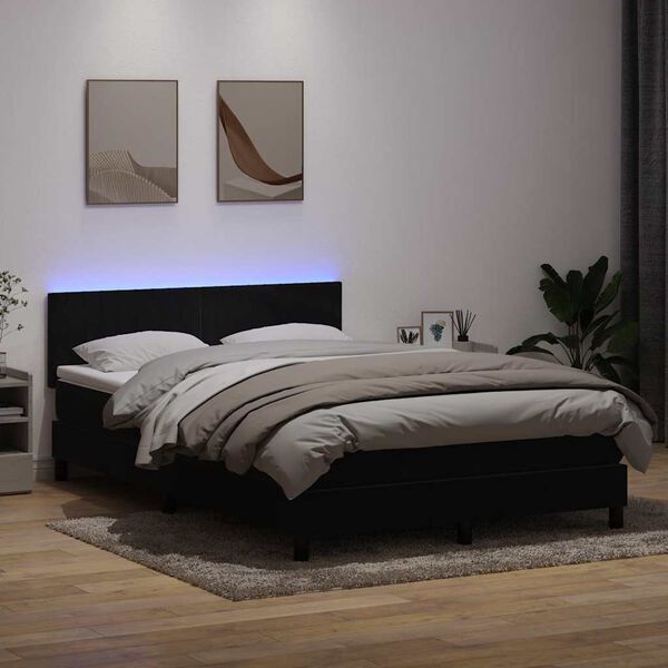 vidaXL fekete b&aacute;rsony rug&oacute;s &eacute;s LED-es &aacute;gy matraccal 160x220 cm