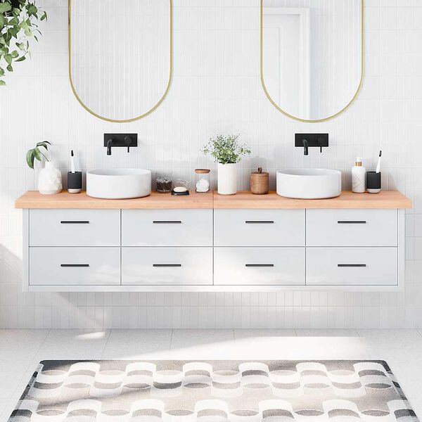 vidaXL vil&aacute;gosbarna kezelt t&ouml;m&ouml;r fa f&uuml;rdőszobai pult 220x40x(2-6) cm