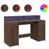 vidaXL barna t&ouml;lgy sz&iacute;nű szerelt fa &iacute;r&oacute;asztal LED-ekkel 140x55x91 cm