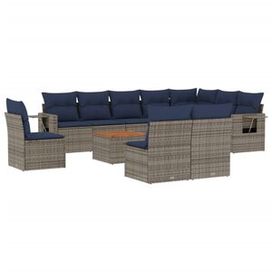 vidaXL 11 db sz&uuml;rke polyrattan kerti kanap&eacute;garnit&uacute;ra p&aacute;rn&aacute;kkal