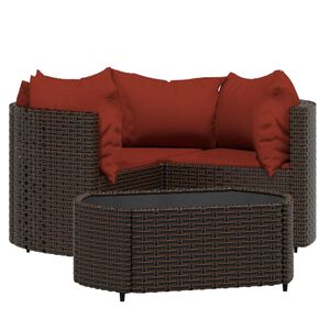 vidaXL 4 r&eacute;szes barna polyrattan kerti &uuml;lőgarnit&uacute;ra p&aacute;rn&aacute;kkal
