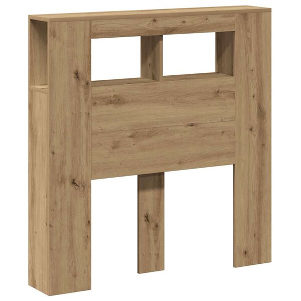 vidaXL kézműves tölgyszínű szerelt fa LED-es fejtámla 100x18,5x103,5cm