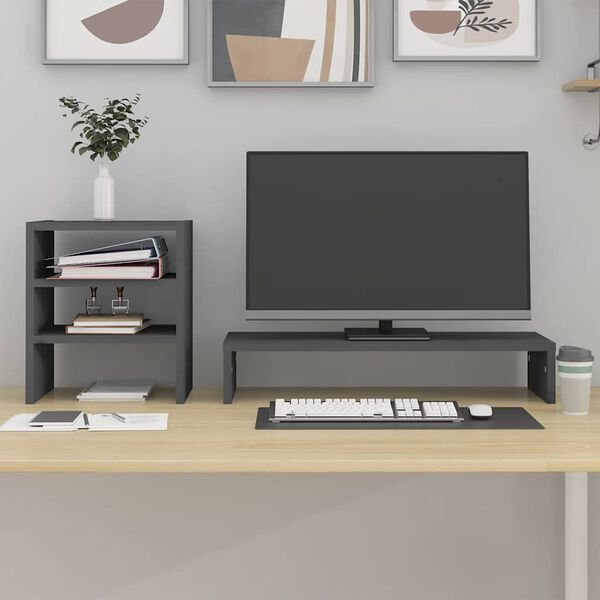 vidaXL sz&uuml;rke t&ouml;m&ouml;r fenyőfa monitor&aacute;llv&aacute;ny 81 x 20 x 30 cm