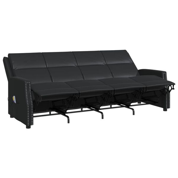 vidaXL 4 személyes fekete műbőr dönthető masszázsfotel