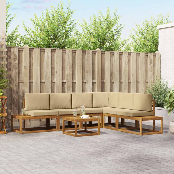 vidaXL K&uuml;lt&eacute;ri kanap&eacute; szett p&aacute;rn&aacute;val 7 Darab Term&eacute;szetes &eacute;s b&eacute;zs