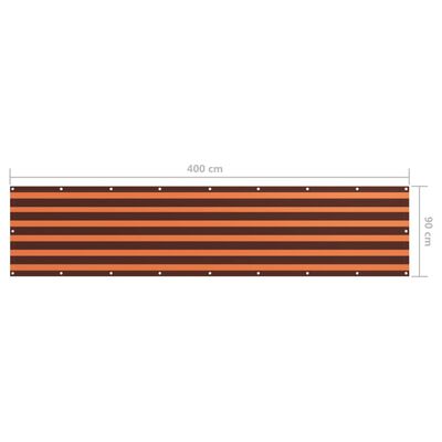 vidaXL narancssárga-barna oxford-szövet erkélyparaván 90 x 400 cm