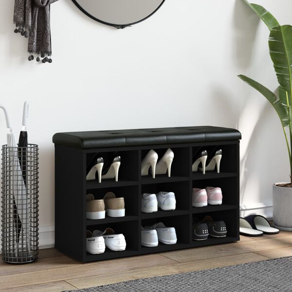 vidaXL fekete szerelt fa cipőt&aacute;rol&oacute; pad 82 x 32 x 50 cm