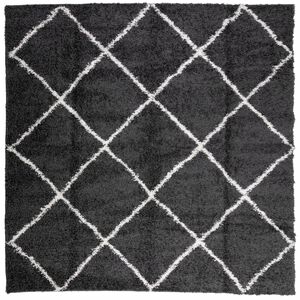 vidaXL PAMPLONA fekete &eacute;s kr&eacute;m bolyhos modern szőnyeg 120 x 120 cm