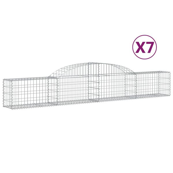 vidaXL 7 db íves horganyzott vas gabion kosár 300x30x40/60 cm