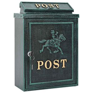 vidaXL Fali Postafi&oacute;k t&aacute;rol&oacute;val Z&ouml;ld 29 x 13 x 41 cm &Ouml;nt&ouml;tt alum&iacute;nium