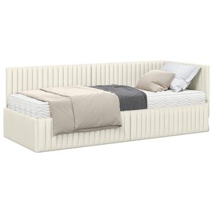 vidaXL Sarok &Aacute;gykeret Matraccal 2 db Kr&eacute;m 80 x 200 cm B&aacute;rsony