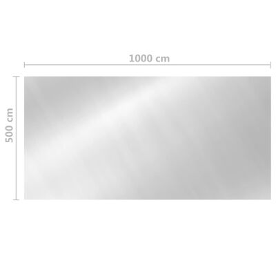 vidaXL ezüstszínű négyszögű napelemes lebegő PE medencefólia 10 x 5 m
