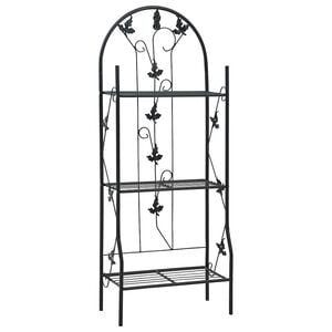 vidaXL h&aacute;romszintes fekete vas vir&aacute;gtart&oacute; &aacute;llv&aacute;ny 52 x 28 x 128 cm