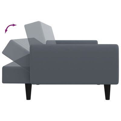 vidaXL 2 személyes sötétszürke bársony kanapéágy lábtartóval