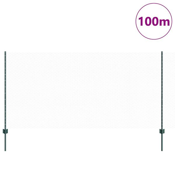 vidaXL Ker&iacute;t&eacute;s oszlopokkal Z&ouml;ld 1,2 x 100 m Ac&eacute;l &eacute;s PVC