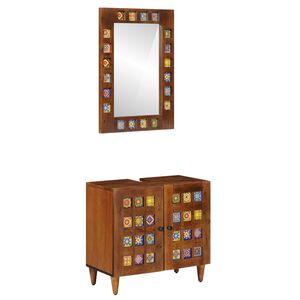 vidaXL F&uuml;rdőszoba b&uacute;tor szett t&aacute;rol&oacute;val 2 pcs Di&oacute; T&ouml;m&ouml;r Mang&oacute;f&aacute;t