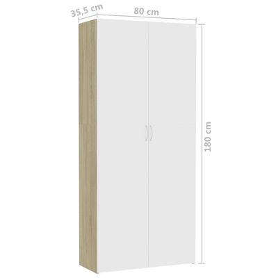 vidaXL fehér és sonoma-tölgy forgácslap tárolószekrény 80x35,5x180 cm