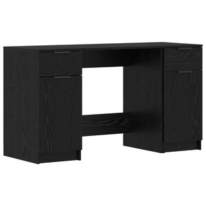 vidaXL Asztal fi&oacute;kkal ajt&oacute;val Fekete t&ouml;lgy 133 x 50 x 75 cm Szerelt Fa