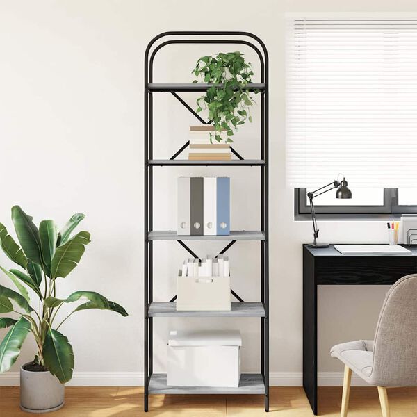 vidaXL K&ouml;nyvespolc Sz&uuml;rke Sonoma 60 x 30 x 183 cm Faanyag