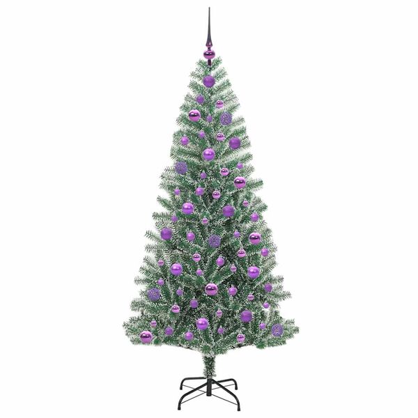 vidaXL Mű kar&aacute;csonyi fa h&oacute;val bor&iacute;tva LED f&eacute;nyekkel 300 LED-del 180 cm