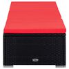 vidaXL piros polyrattan napozóágy párnával és teázóasztallal