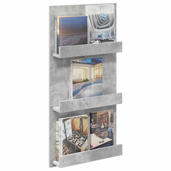 vidaXL Magazin &aacute;llv&aacute;ny polcokkal Beton Sz&uuml;rke 51 x 11 x 102 cm Faanyag