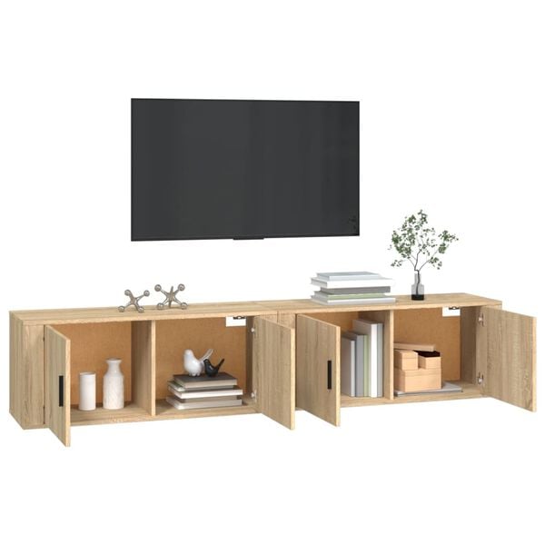 vidaXL 2 db sonoma t&ouml;lgy sz&iacute;nű fali TV-szekr&eacute;ny 100 x 34,5 x 40 cm