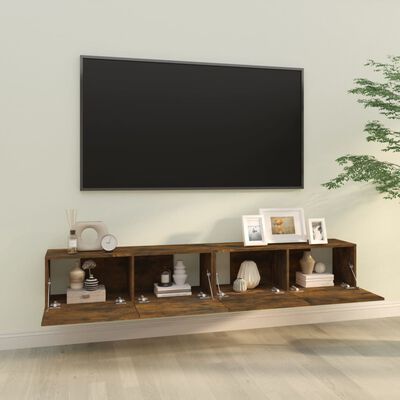 vidaXL 2 db füstös -tölgyszín szerelt fa fali TV-szekrény 100x30x30 cm