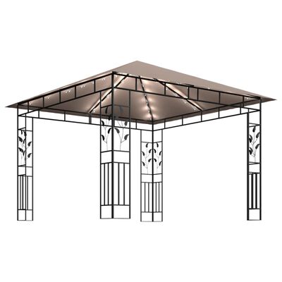 vidaXL tópszínű pavilon szúnyoghálóval/LED fényfüzérrel 3 x 3 x 2,73 m