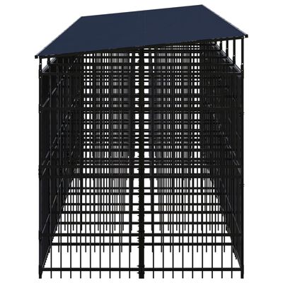 vidaXL acél kültéri kutyakennel tetővel 14,75 m²