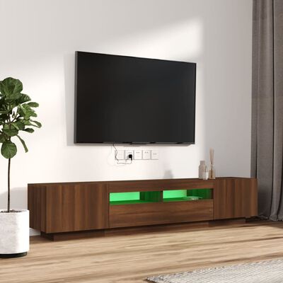 vidaXL 2 részes barna tölgy színű fa TV-szekrény szett LED-lámpákkal