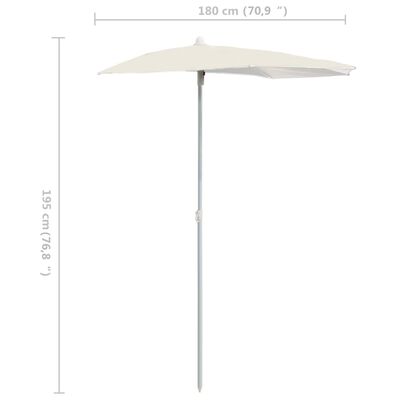 vidaXL homokszínű félköríves napernyő rúddal 180 x 90 cm